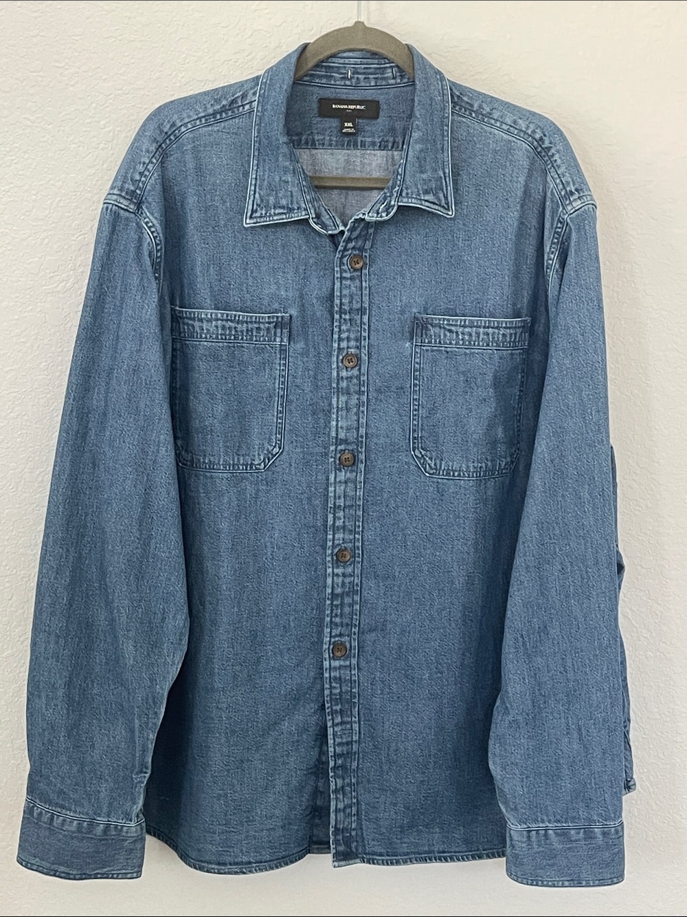 Banana Republic Men XXL Denim Shirt Blue 100% Cotton Button Down Workwear